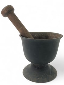 Cast Iron Pestle With Wood Mortar