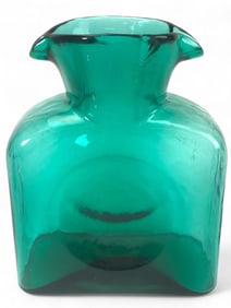 Blenko Style Teal Glass Vase