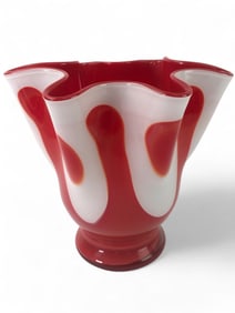 Red And White Art Glass Vase
