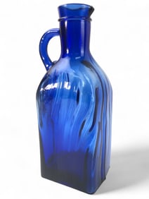 Cobalt Blue Glass Pitcher With Handle