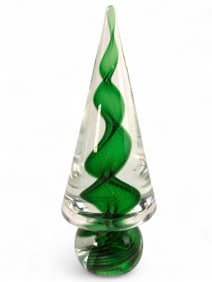 Murano Glass Green Swirl Tree Sculpture