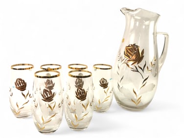 Made In Roumania Pitcher And Glass Set