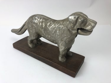 Aluminum Dog Nutcracker On Wooden Base