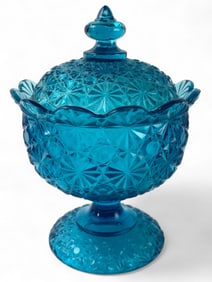 MCM Fenton Daisy & Button Candy Dish With Lid
