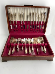 Silver Plated Flatware Set In Case