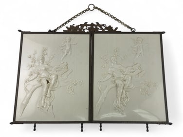 Art Nouveau Maidens Celluloid Triple Mirror