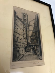 Paris Rue Du Grenier Pencil Signed Etching