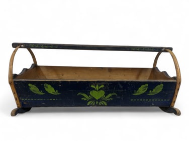 Pennsylvania Dutch Handpainted Wooden Cradle