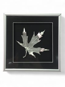 Framed Silver Maple Leaf Pewter Art