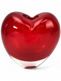 Murano Attributed Art Glass Heart Vase