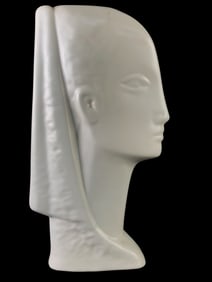 Art Deco Sculptural White Ceramic Female Bust