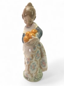 Lladro Figurine Of Girl With Basket Of Oranges