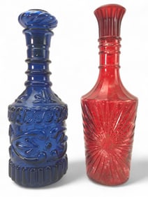 (2) Glass Liquor Bottle Decanters