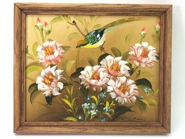 Original Signed Canvas Art In Wooden Frame