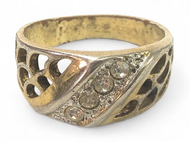 Marked 14k GF Ring With Clear Stones