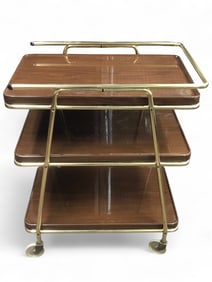 MCM Rolling Bar Cart With Adjustable Trays
