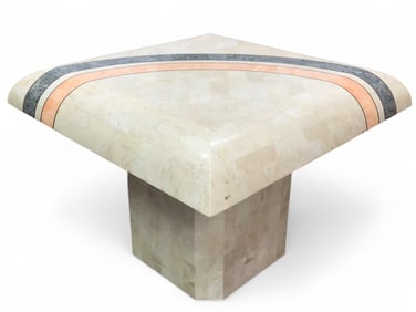 Modernist Pedestal Table With Stone Veneer