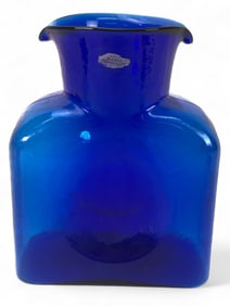 MCM Blenko Cobalt Blue Double Spout Bottle