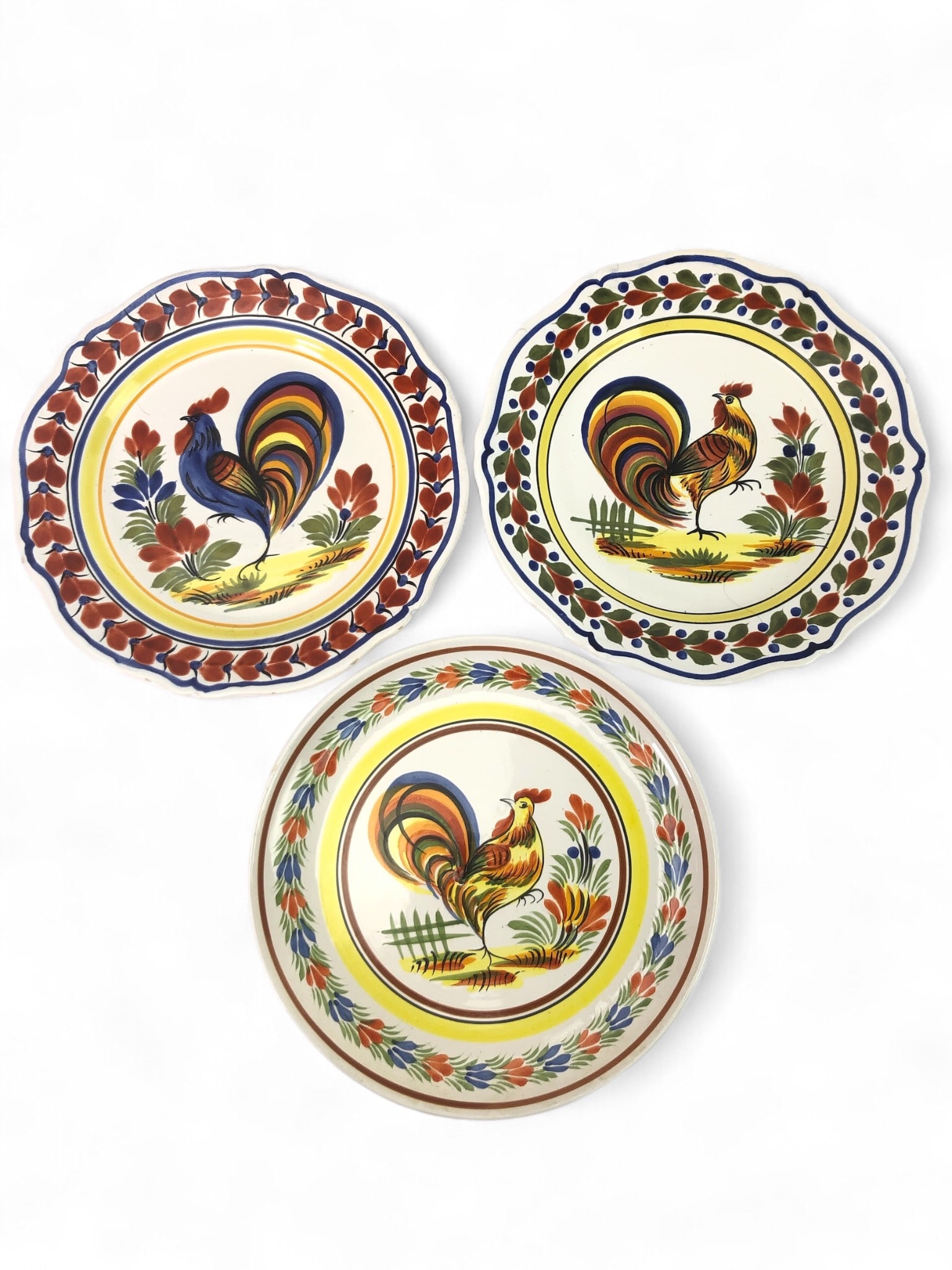 3 Henriot Quimper Rooster Plates (1 of 16)