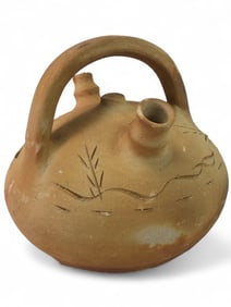 Clay Vessel With Handle And Spouts
