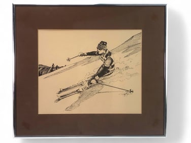 Framed Print Of Skier In Action