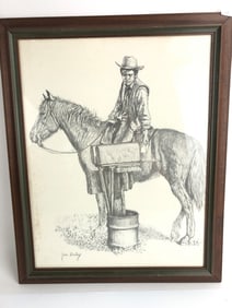 Framed Jim Daly Pencil Sketch Print