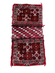 Handwoven Tribal Red Saddlebag Textile