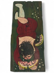 Jan McPhearson 1960s Folk Art Painting on Wood