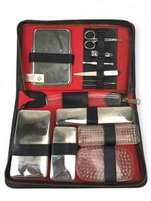 Leather Grooming Kit With Metal Accessories