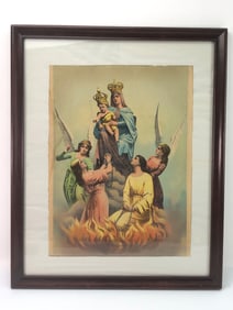 Framed Religious Print With Angels
