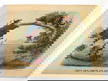Currier & Ives Lithograph Got The Drop On Him
