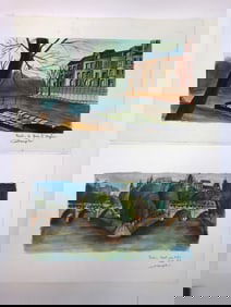 Signed Watercolor Paris Scenes