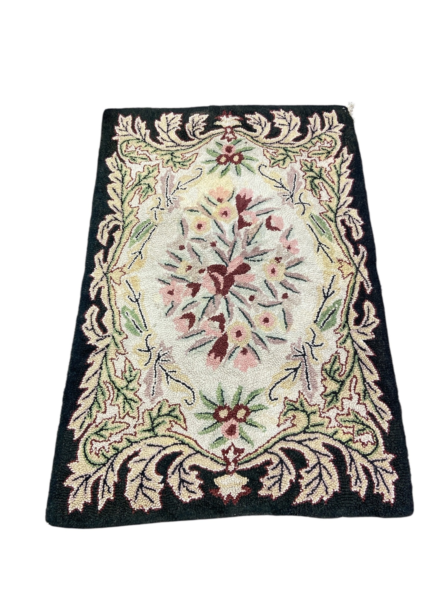 Handmade Floral Hooked Rug 67"x 45" (1 of 4)