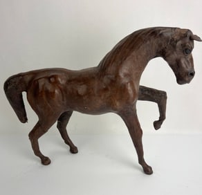 Leather-Wrapped Horse Statue