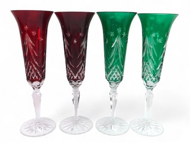 4 Waterford Crystal Christmas Flutes