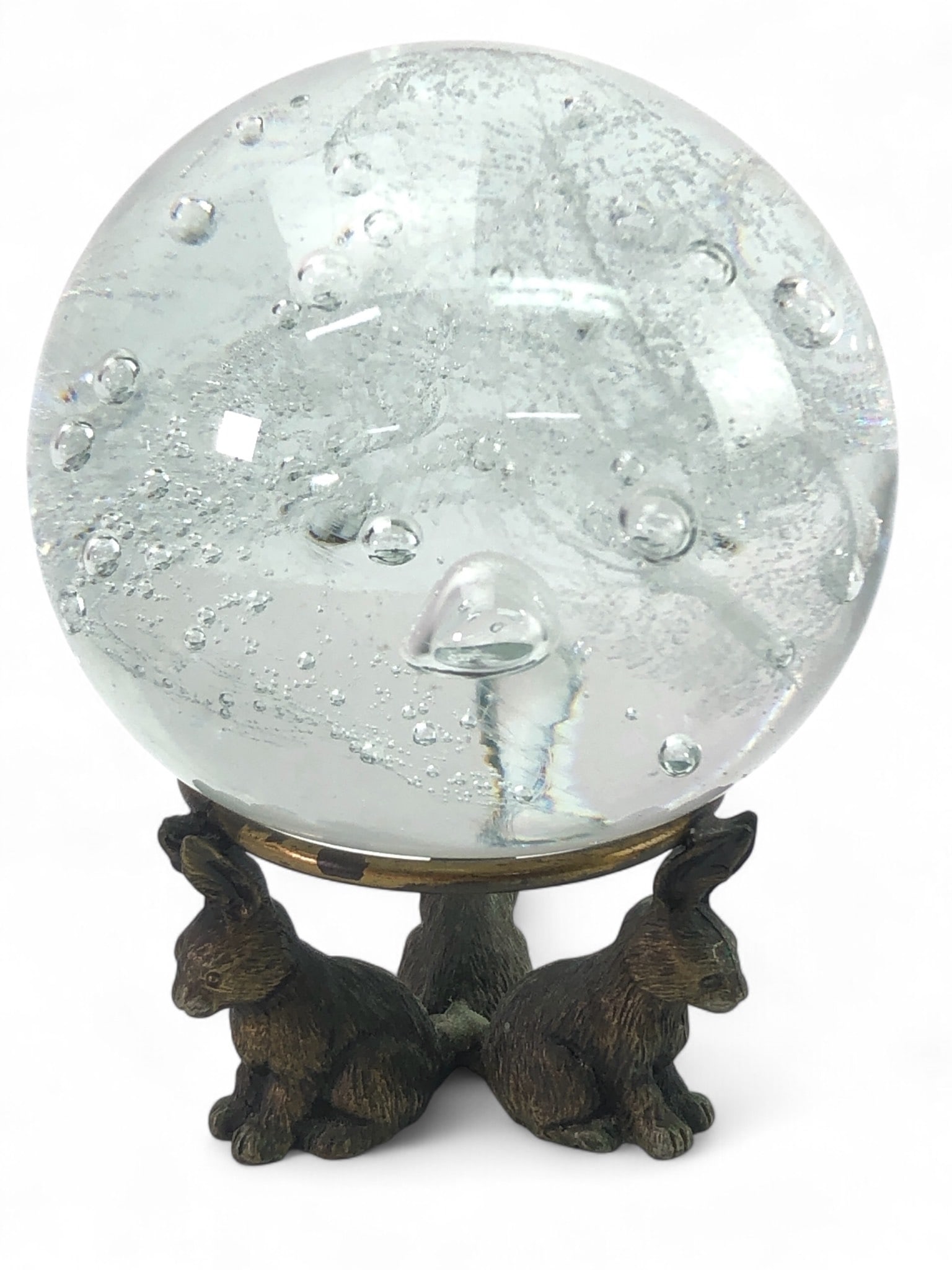 Controlled Bubble Art Glass Orb With Pewter Stand (1 of 13)