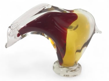 Vtg Burgundy & Amber Art Glass Aardvark
