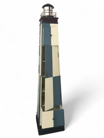 Lighthouse-Themed Wooden Cabinet, 50" Tall