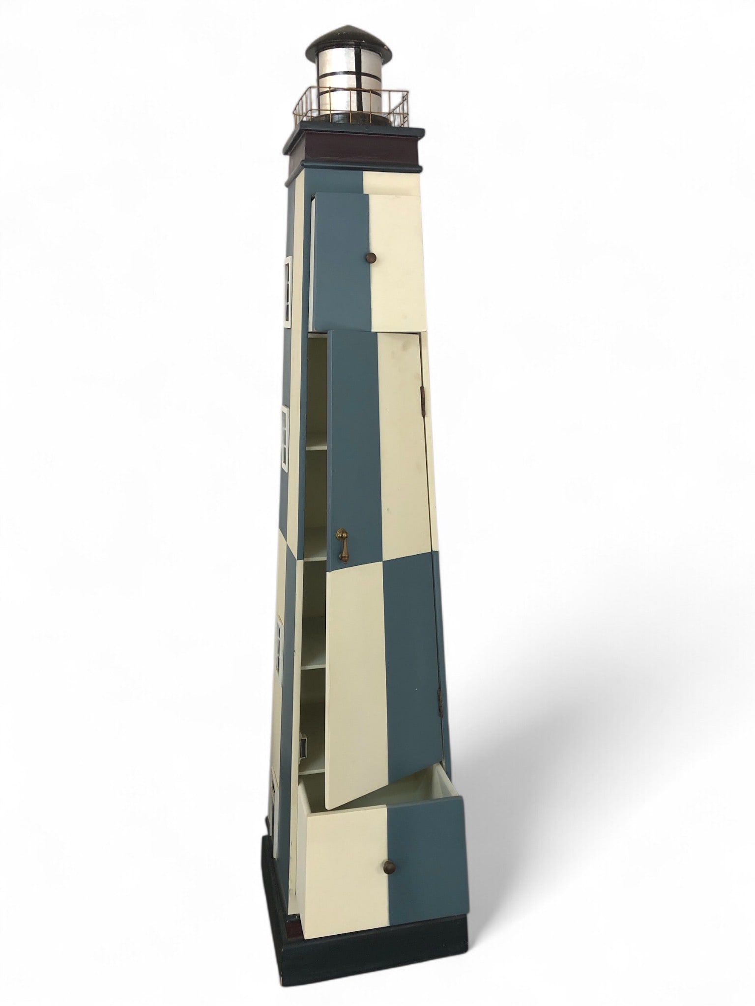 Lighthouse-Themed Wooden Cabinet, 50" Tall (1 of 4)