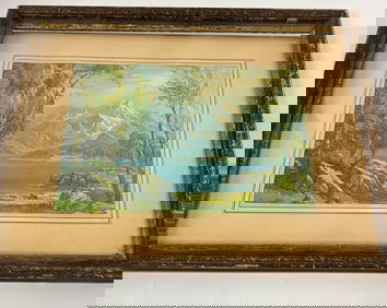Fred Grayson Sayre Lake And Mountains Lithograph