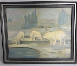 Framed Painting Of Polar Bears