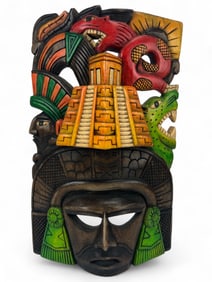 Hand-Carved Mesoamerican Wood Mask