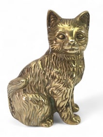 Vtg Brass Cat With Intricate Detail