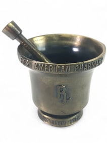 Vtg Scherine Solid Brass Mortar & Pestle