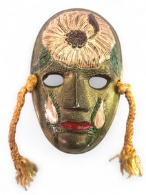 Brass And Enamel Decorative Mask