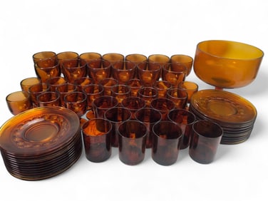 Vintage Amber Glassware Collection