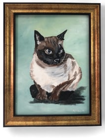 Signed Anita M Siamese Cat Art Framed