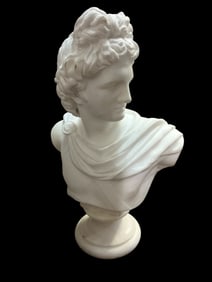 19"White Marble Bust Of Apollo
