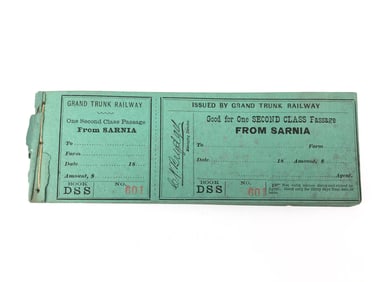Grand Trunk Railway Second Class Ticket Book