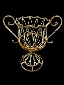 Vintage White Wrought Iron Urn Planter